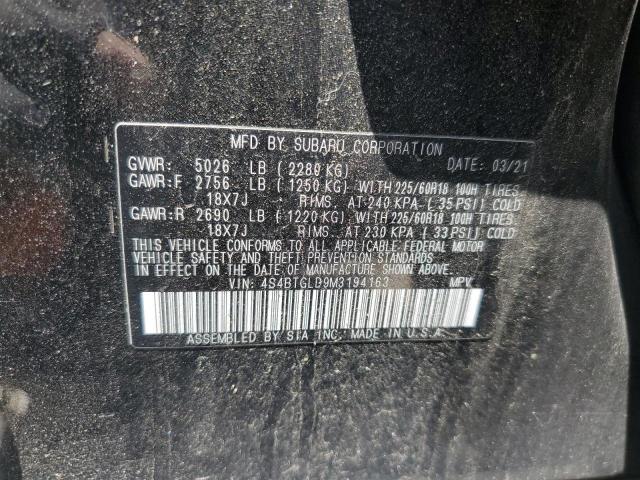 2021 SUBARU OUTBACK ON 4S4BTGLD9M3194163