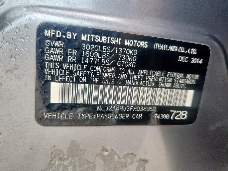 2015 MITSUBISHI MIRAGE ML32A4HJ3FH038958