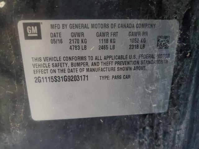 2016 CHEVROLET IMPALA LT 2G1115S31G9203171