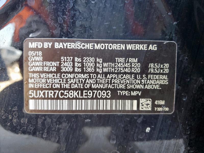 2019 BMW X3 SDRIVE3 5UXTR7C58KLE97093