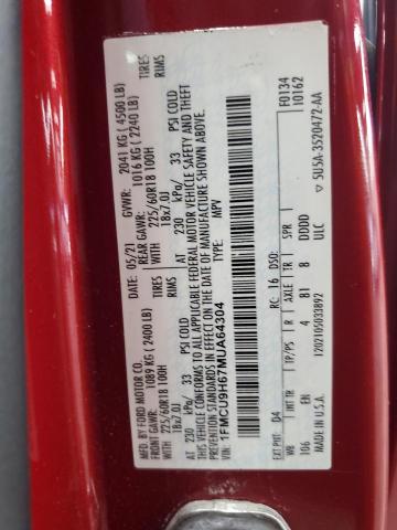 2021 FORD ESCAPE SEL 1FMCU9H67MUA64304