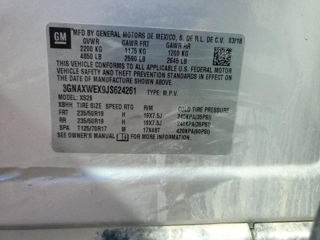 2018 CHEVROLET EQUINOX PR 3GNAXWEX9JS624261