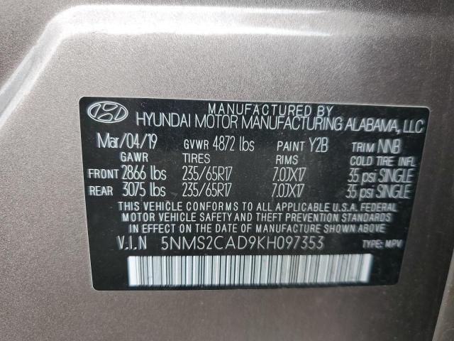 2019 HYUNDAI SANTA FE S 5NMS2CAD9KH097353