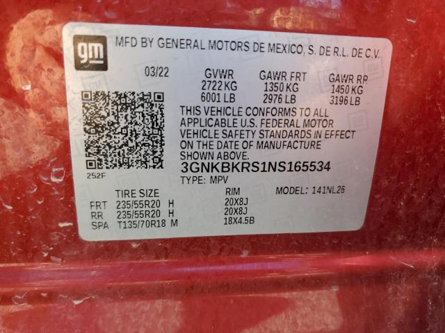 2022 CHEVROLET BLAZER RS 3GNKBKRS1NS165534