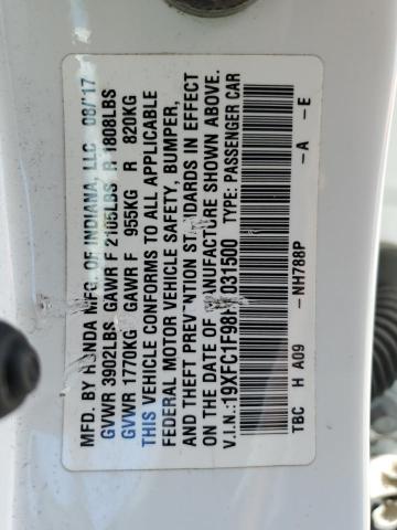 2017 HONDA CIVIC TOUR 19XFC1F98HE031500