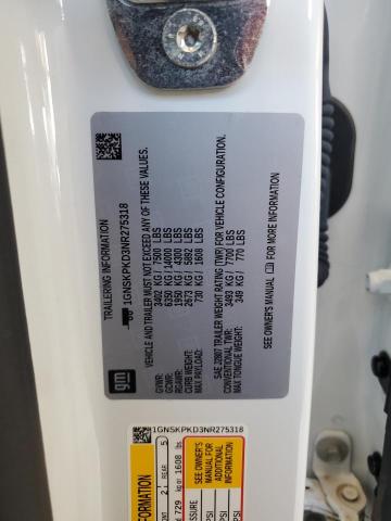 2022 CHEVROLET TAHOE K150 1GNSKPKD3NR275318