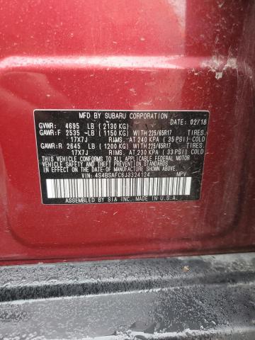2018 SUBARU OUTBACK 2. 4S4BSAFC6J3324124