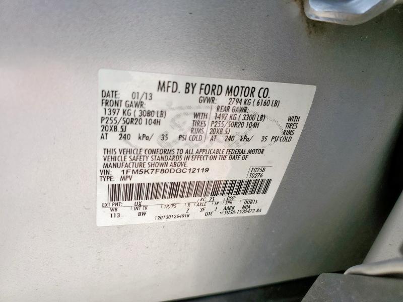 2013 FORD EXPLORER L - 1FM5K7F80DGC12119