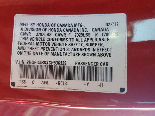 2012 HONDA CIVIC EX - 2HGFG3B8XCH536529