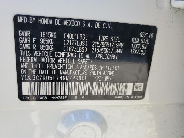 2016 HONDA HR-V EXL 3CZRU5H74GM729808