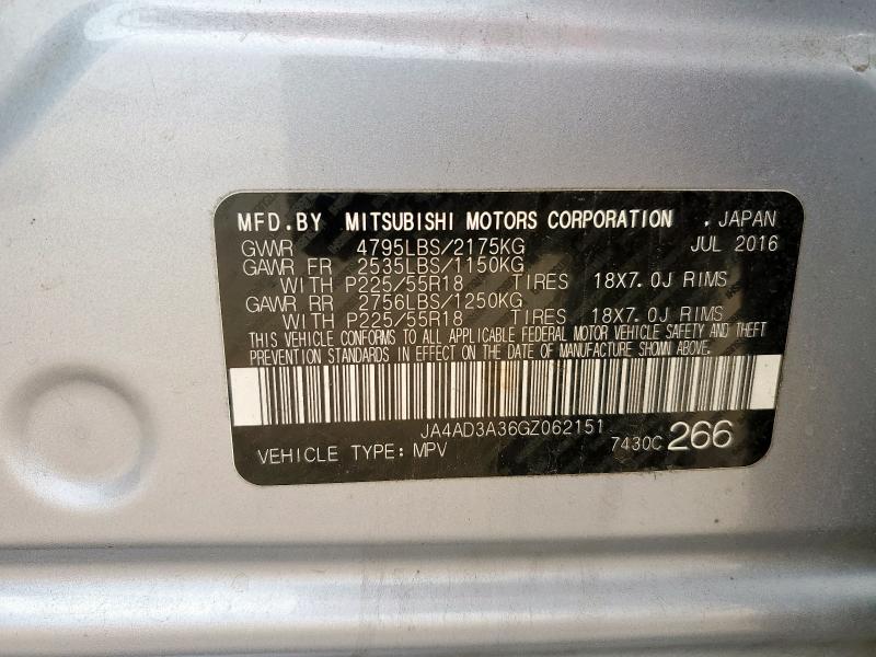 2016 MITSUBISHI OUTLANDER JA4AD3A36GZ062151