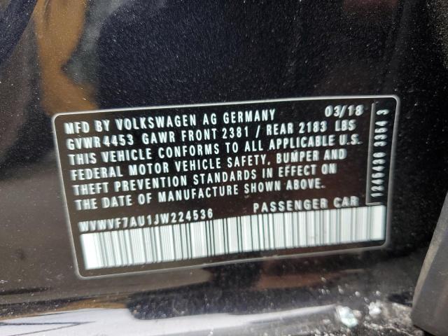 2018 VOLKSWAGEN GOLF R WVWVF7AU1JW224536