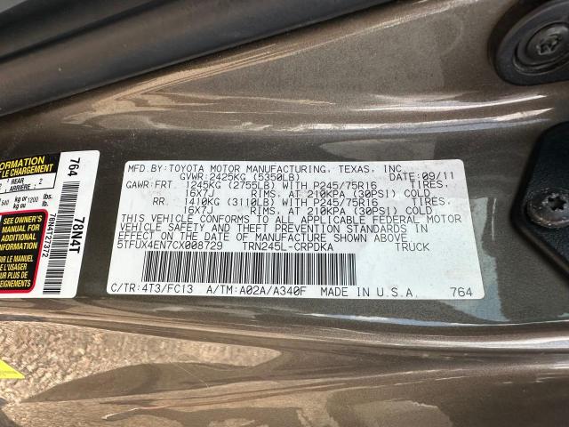 5TFUX4EN7CX008729 2012 TOYOTA TACOMA