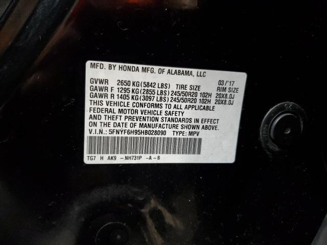 2017 HONDA PILOT TOUR 5FNYF6H95HB028090