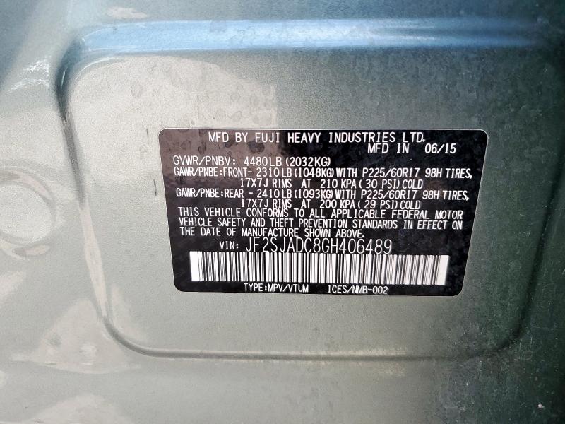 2016 SUBARU FORESTER 2 - JF2SJADC8GH406489