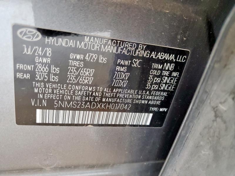 2019 HYUNDAI SANTA FE S - 5NMS23ADXKH017042