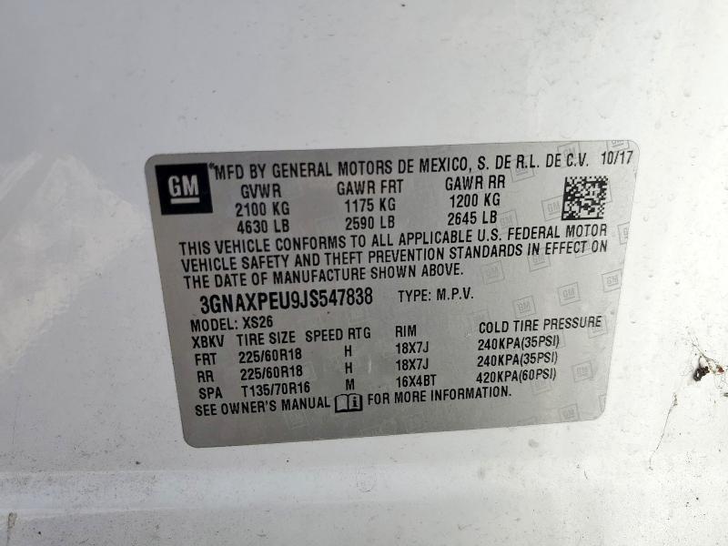 2018 CHEVROLET EQUINOX 3GNAXPEU9JS547838