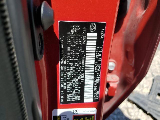 2022 TOYOTA CAMRY XSE 4T1K61BK4NU068017