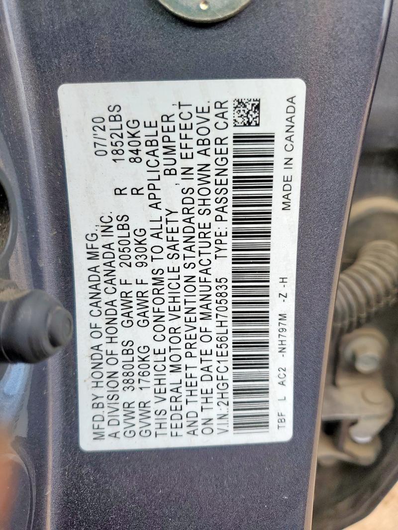 2020 HONDA CIVIC SI 2HGFC1E56LH705835