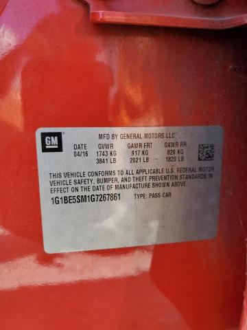 2016 CHEVROLET CRUZE LT - 1G1BE5SM1G7267861