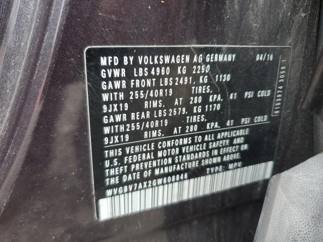 2016 VOLKSWAGEN TIGUAN S WVGBV7AX2GW608846