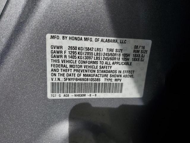 2016 HONDA PILOT EXL - 5FNYF6H69GB105385