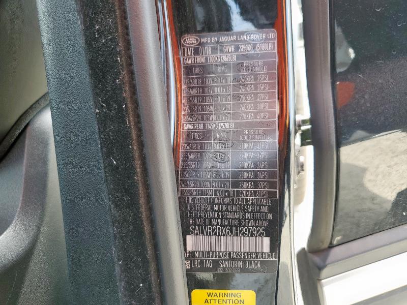 2018 LAND ROVER RANGE ROVE SALVR2RX6JH297925