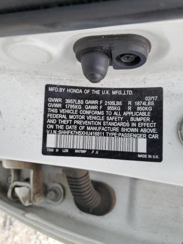 2017 HONDA CIVIC EX SHHFK7H5XHU416811