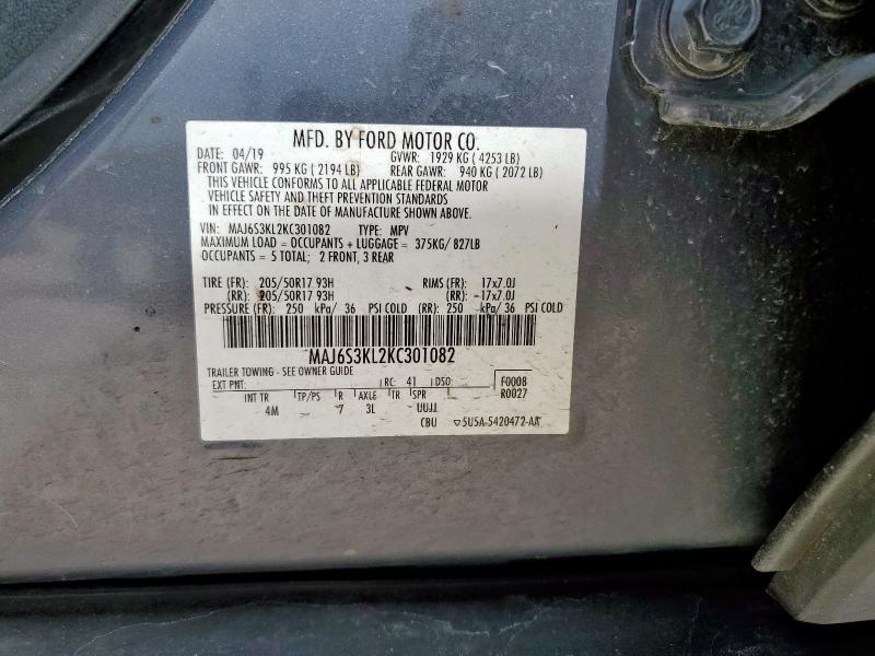 2019 FORD ECOSPORT T - MAJ6S3KL2KC301082