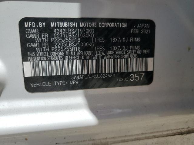 2021 MITSUBISHI OUTLANDER JA4APUAUXMU024582