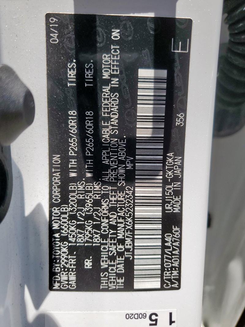 2019 LEXUS GX 460 - JTJBM7FX6K5232342