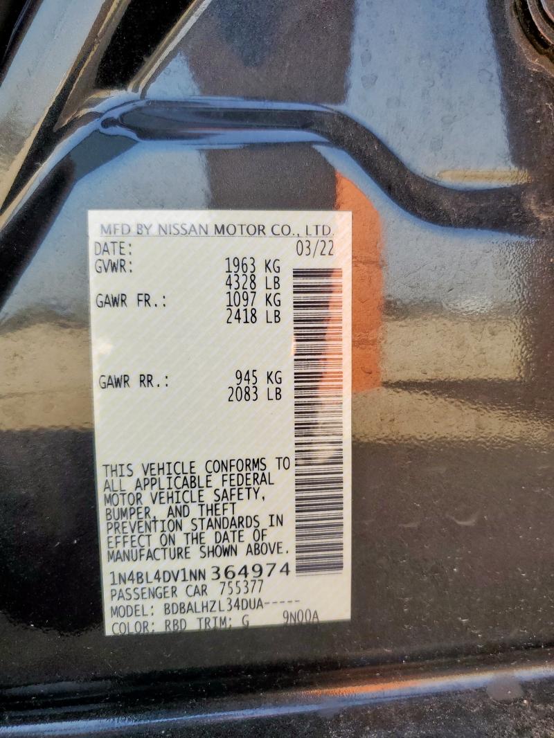 2022 NISSAN ALTIMA SV - 1N4BL4DV1NN364974