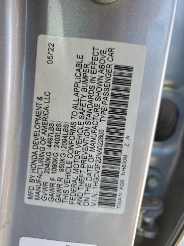 2022 HONDA ACCORD HYBRID SPORT 1HGCV3F22NA022805