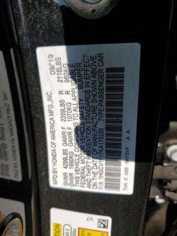 2019 HONDA ACCORD LX 1HGCV1F17KA175235