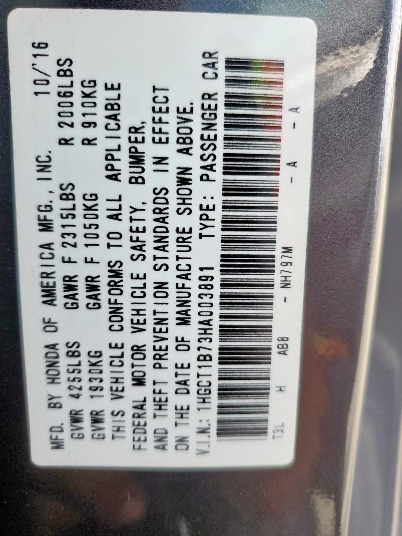 2017 HONDA ACCORD EX - 1HGCT1B73HA003891
