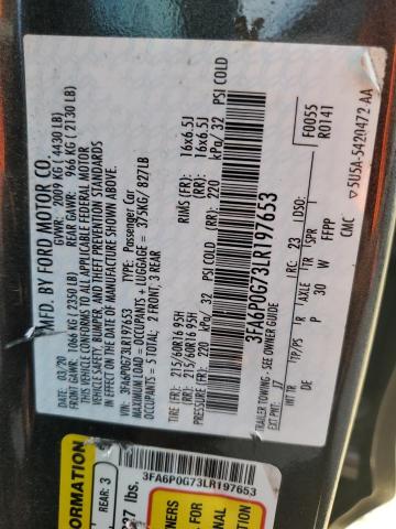 2020 FORD FUSION S 3FA6P0G73LR197653