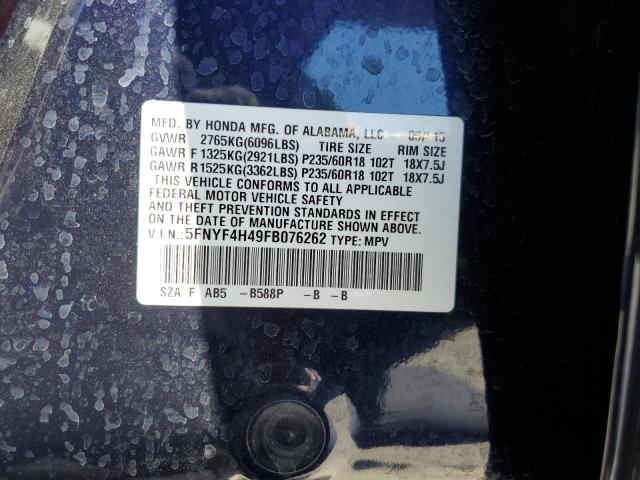 2015 HONDA PILOT EX 5FNYF4H49FB076262