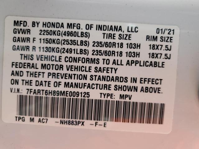 2021 HONDA CR-V EXL 7FART6H89ME009125