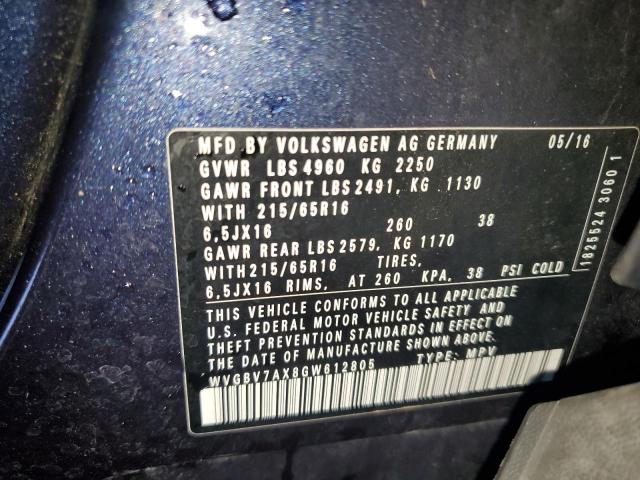 2016 VOLKSWAGEN TIGUAN S WVGBV7AX8GW612805
