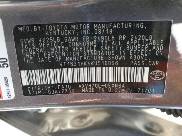 2019 TOYOTA CAMRY LE - 4T1B31HK4KU516896