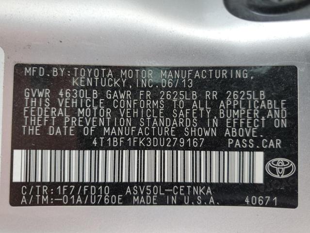 2013 TOYOTA CAMRY L - 4T1BF1FK3DU279167