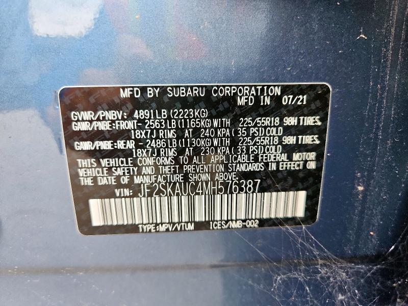 2021 SUBARU FORESTER L JF2SKAUC4MH576387