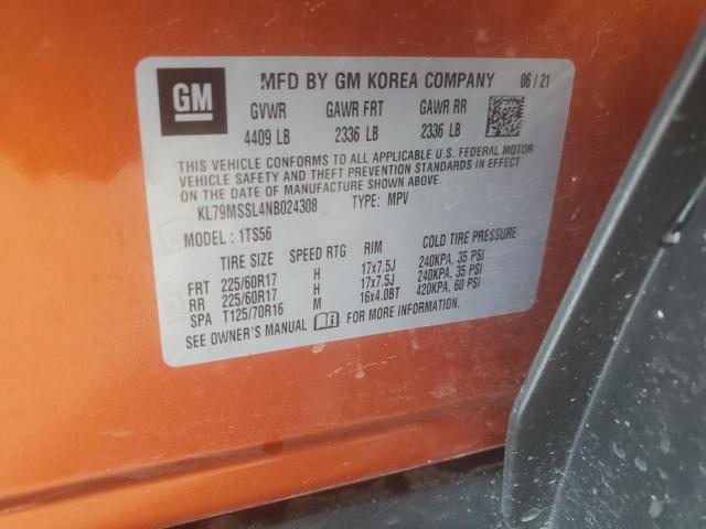 2022 CHEVROLET TRAILBLAZE KL79MSSL4NB024308