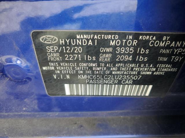 2020 HYUNDAI IONIQ BLUE KMHC65LC2LU235507