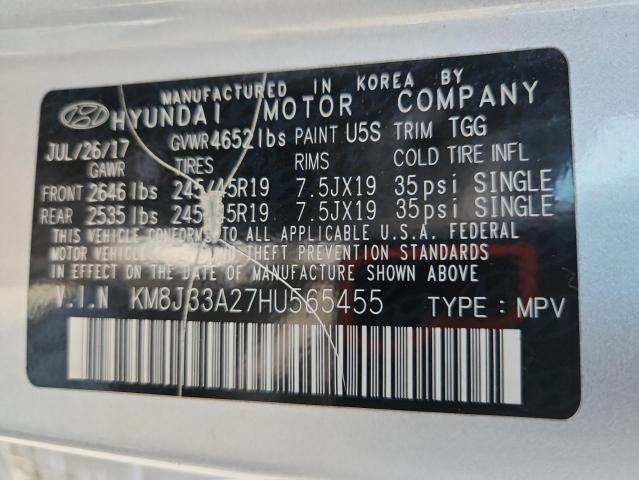 2017 HYUNDAI TUCSON LIM KM8J33A27HU565455