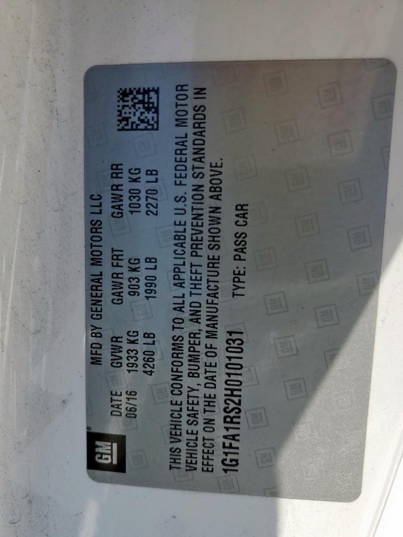 2017 CHEVROLET CAMARO LS 1G1FA1RS2H0101031