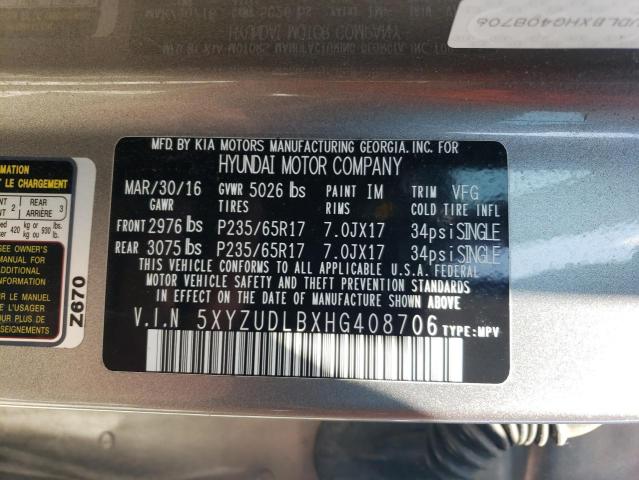 2017 HYUNDAI SANTA FE S - 5XYZUDLBXHG408706