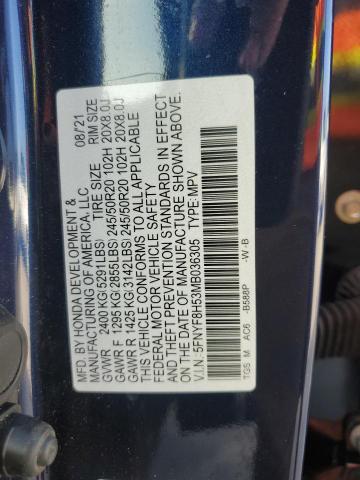 2021 HONDA PASSPORT EXL 5FNYF8H53MB036305