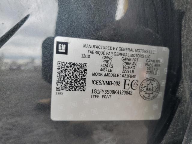 2019 CHEVROLET BOLT EV LT 1G1FY6S00K4120842