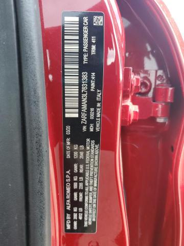 2020 ALFA ROMEO GIULIA ZARFAMAN3L7631383